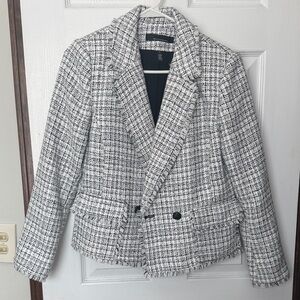 White House Black Market Monochrome Tweed Blazer